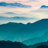 View of Himalayas mountain range with visible silhouettes thro / Natur