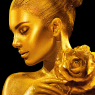 Fashion art Golden skin Woman with rose portrait. Model gir / Menschen