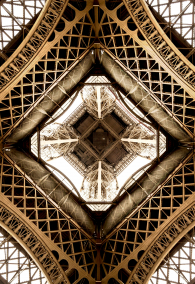 Eiffel Tower architecture detail, bottom view. unique angle