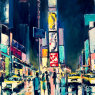 "New York"Original oil painting, a night view of New York, Ti / Kunst