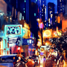colorful painting of night street,illustration art / Kunst